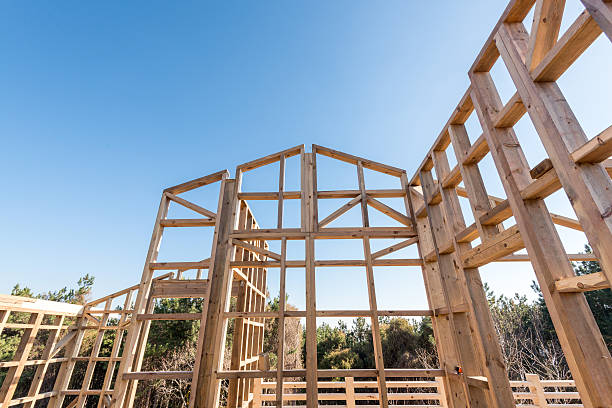 istock Wooden frame of a new house under construction 499131798