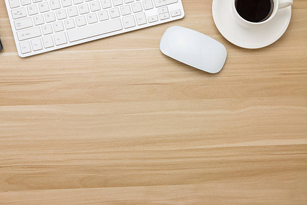 istock Office supplies on the wooden desk 499132006