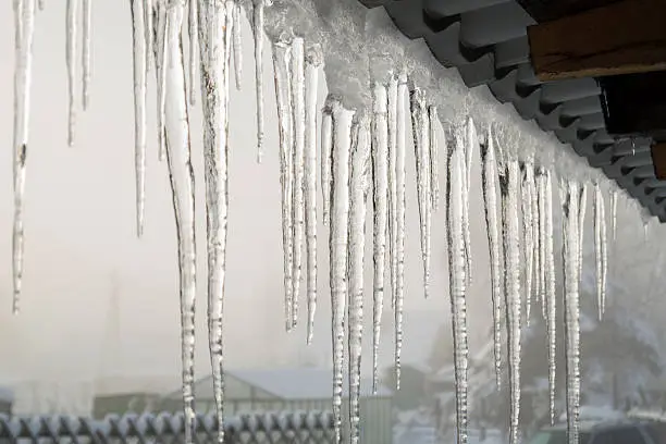 Photo of icicles on the eaves