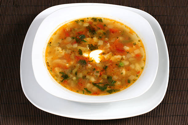 istock hot vegetable soup with sour cream 499150764