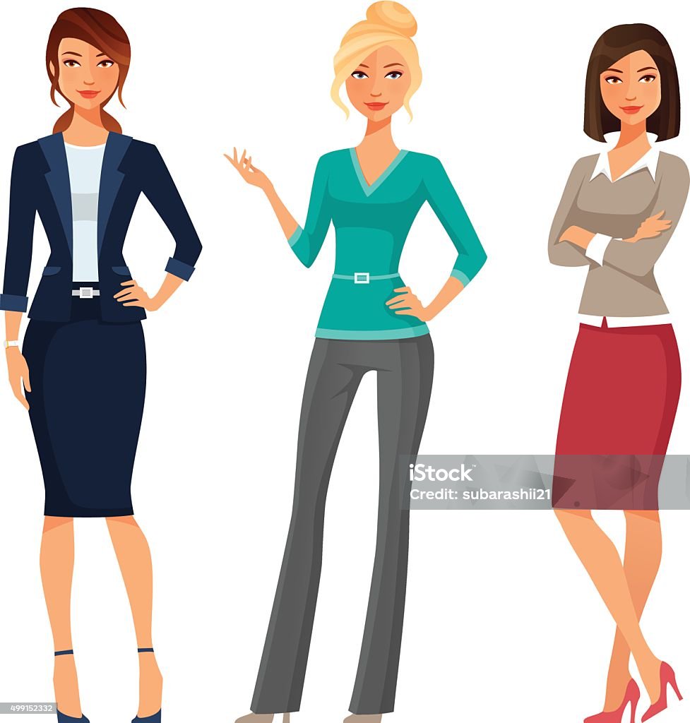attractive young women in elegant office clothes EPS10 vector file Business Casual stock vector