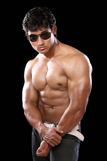 Man Working Out Biceps In A Gym - Dumbbell Concentration Curls