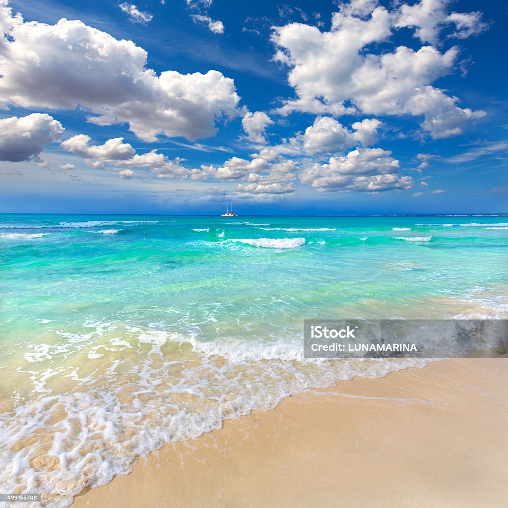 Majorca Es Trenc ses Arenes beach in Balearic Majorca Es Trenc ses Arenes beach in Campos Balearic islands of Mallorca Spain Majorca Stock Photo