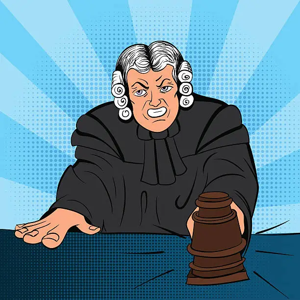 Vector illustration of Angry judge comics character