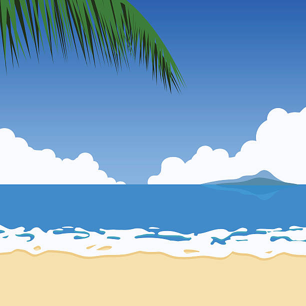 Vector beach landscape vector art illustration