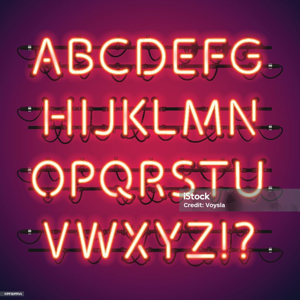 Leuchtende Neon-Bar Alphabet - Lizenzfrei Neon Vektorgrafik