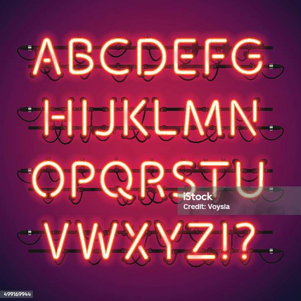 Leuchtende Neonbar Alphabet Stock Vektor Art und mehr Bilder von Neon - Neon, Neonfarben, Maschinenschrift