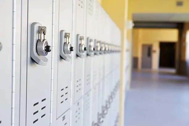 Close Up Of Student Lockers In High School  Corridor