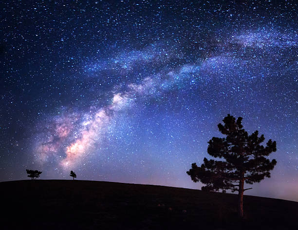 istock Milky Way. Beautiful night landscape. Sky with stars. Background 499171634