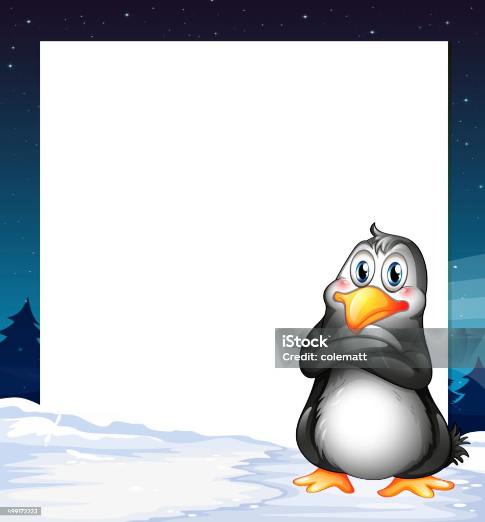 Um modelo vazio com uma Pinguim - Royalty-free A nevar arte vetorial