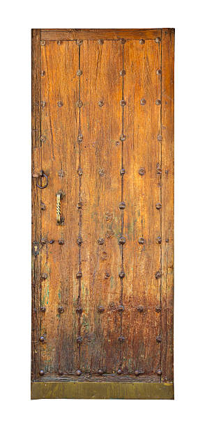 istock Vintage wooden door over white 499172315