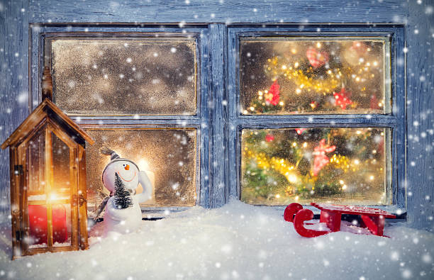 istock Atmospheric Christmas window sill decoration 499172896