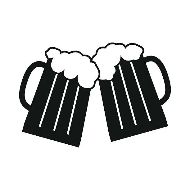 Vector illustration of Two glasses or beer mugs