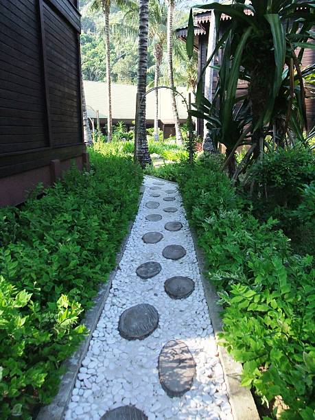 istock Stone massage walkway at the island resort 499173354