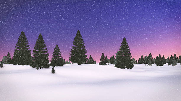 istock Decorative winter scenery with firs against dawn sky 499174180