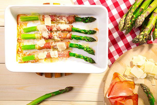 istock Roasted asparagus with ham and parmesan cheese 499175645