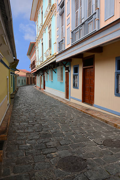 istock Cobblestone street lined with colorful houses 499175790