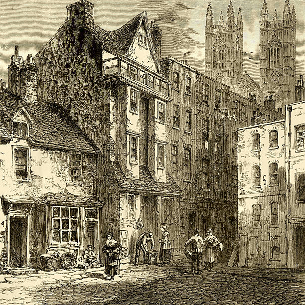 Caxton's House, Westminster, 1827 The printer William Caxton’s house in The Almonry, Westminster, in 1827. From “Old & New London” by Walter Thornbury and Edward Walford, published in parts by Cassell & Co, London from 1873-1888. These illustrations are from parts 30-35 inclusive. Abbey stock illustrations