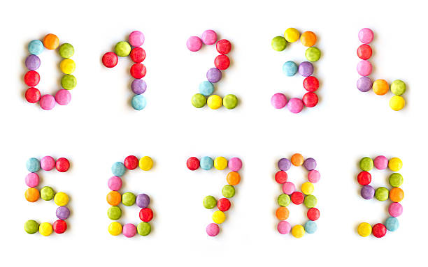 istock Colorful candies numbers  isolated on white background 499176315