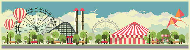 ilustrações de stock, clip art, desenhos animados e ícones de parque de diversões de parque - amusement park illustrations