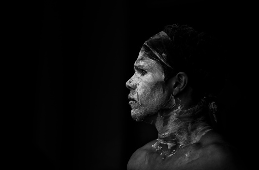 Sydney,Australia - November 22,2015: An indigenous dancer waits his turn in a competition during the Homeground festival - a major annual celebration of aboriginal culture.