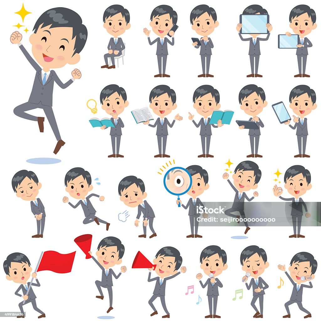 Gray Suit Businessman 2 Set of various poses of Gray Suit Businessman 2 Cartoon stock vector