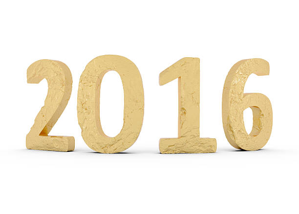Anno nuovo dorata 2016 isolato su bianco - foto stock