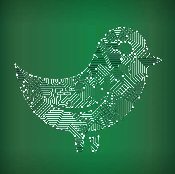 Vector illustration of Bird Circuit Board royalty free vector art background