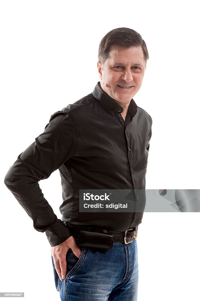 in jeans e polo uomo - Foto stock royalty-free di 50-54 anni