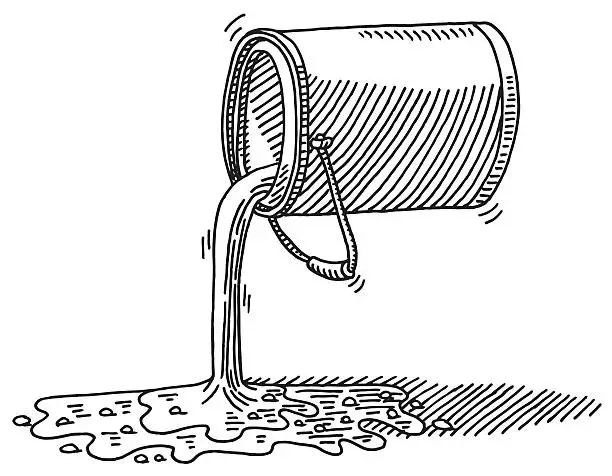 Vector illustration of Pouring Paint Bucket Drawing