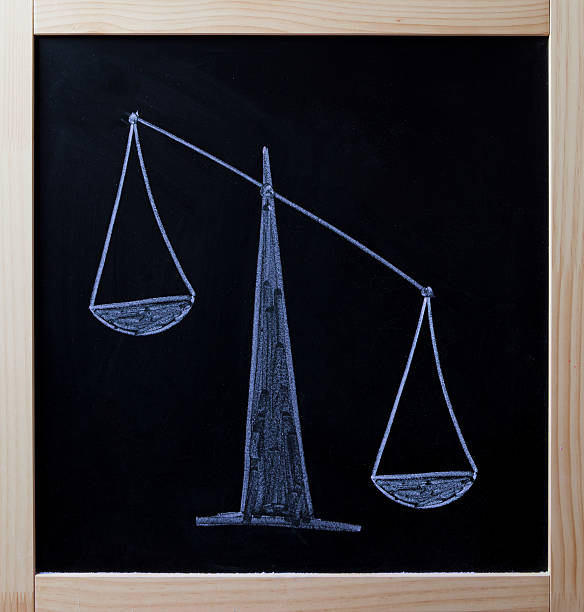 istock Tipped scales drawn on blackboard 499190479