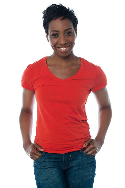 istock Smiling casual woman posing in style 499190675