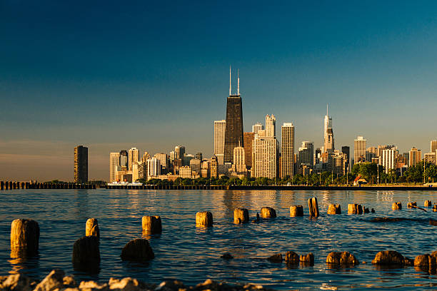 Chicago Skyline at Sunrise stock photo
