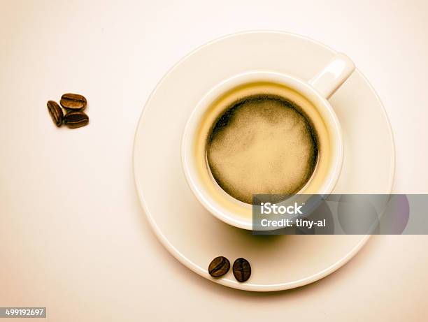 Coffee Cup Decoradet With Roasted Coffee Beans Stock Photo - Download Image Now - Art, Art And Craft, Beige