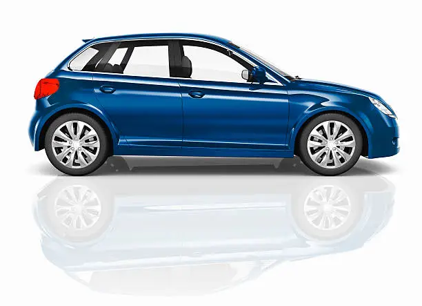 Blue 3D Hatchback Car Illustration