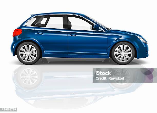 Foto de Hatchback Azul 3d Ilustração De Carro e mais fotos de stock de Carro - Carro, Figura para recortar, Perfil - Vista Lateral