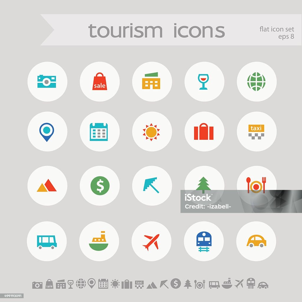 Moderno colorido turismo ícones simples - Vetor de Acampar royalty-free