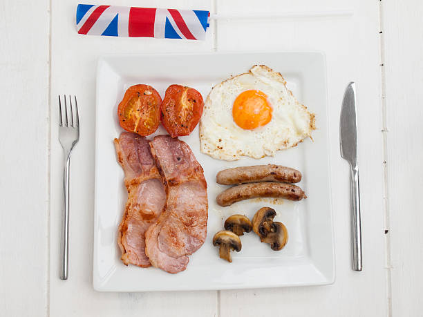 istock fried english breakfast with union jack 499193657