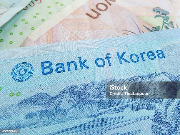 South Korean Won Currency Stock Photo - Download Image Now - Asia, Asian and Indian Ethnicities, Bank - Financial Building