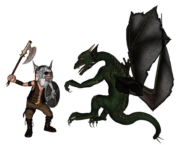istock Toon Viking Dwarf and Dragon 499195085