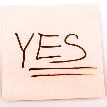 Yes Note Sticky Note Message Isolated On White Yes Stock Photo - Download Image ...