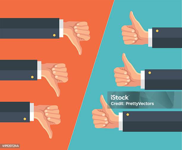 Thumbs Up And Thumbs Down Vector Flat Illustration Stock Illustration - Download Image Now