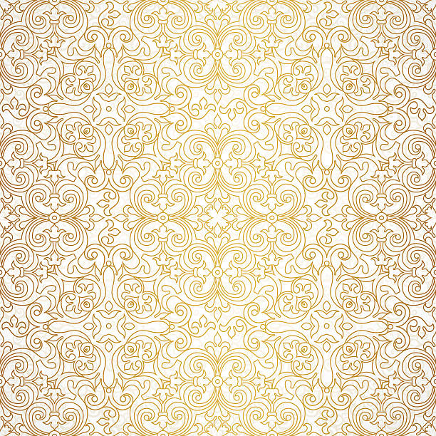 Vector seamless pattern in Victorian style. Vector seamless pattern with line art ornament. Vintage element for design in Victorian style. Ornamental lace tracery. Ornate floral decor for wallpaper. Endless texture. Outline pattern fill. tracery stock illustrations