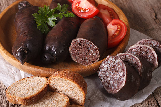 istock Fresh blood sausages and vegetables close-up. horizontal 499202902