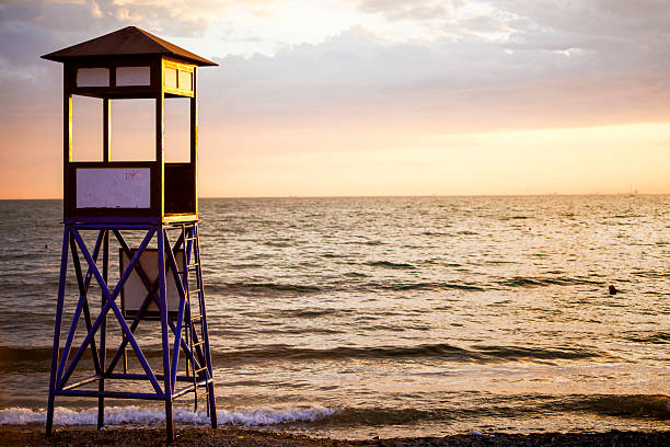 istock Empty Guard Tower near Calm Sea 499204313