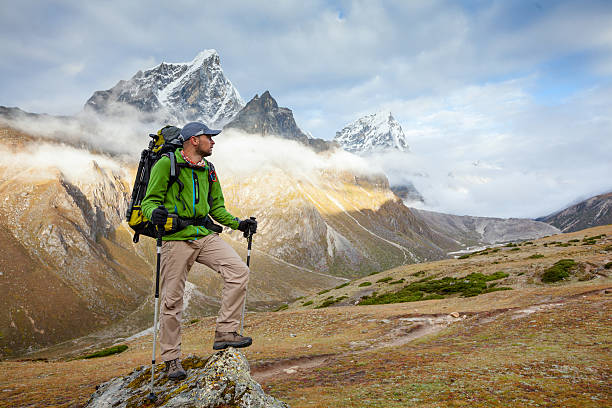 istock Hiker posing at camera on the trek in Himalayas, Nepal 499204350