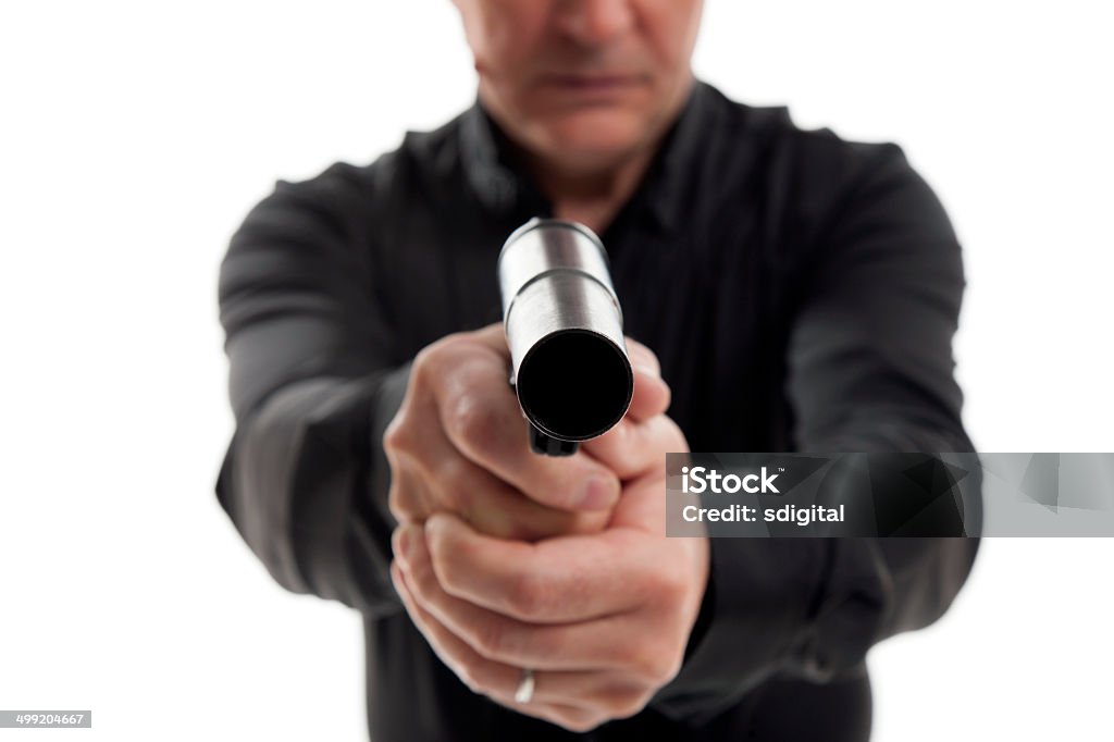 Mann hält Waffe - Lizenzfrei Aggression Stock-Foto