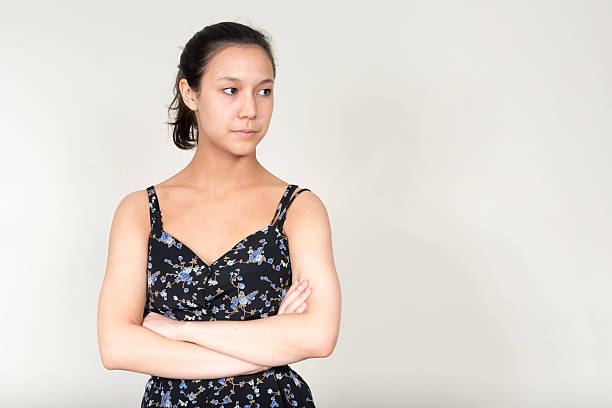 istock Horizontal studio shot of beautiful woman standing 499205026