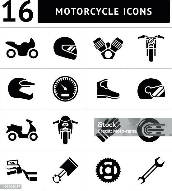 Set Icons Of Motorcycle Stock Illustration - Download Image Now - Motorcycle, Crash Helmet, Front View