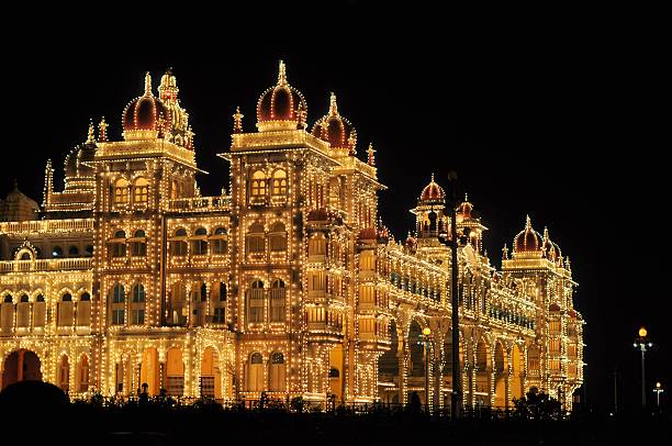 istock Mysore Palace in India illuminated at night 499206593